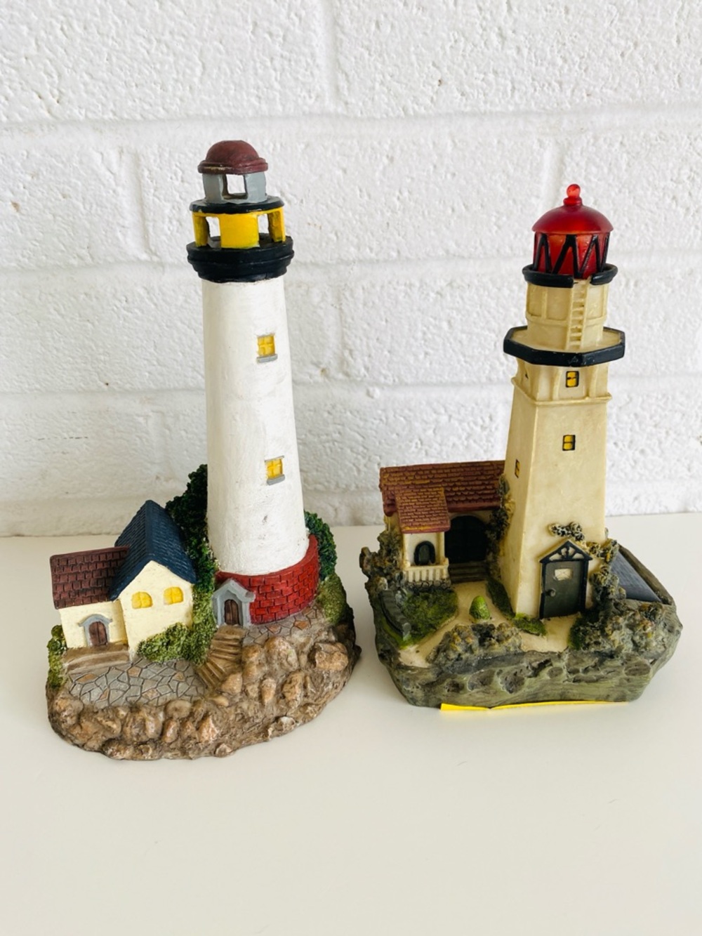Decorative Lighted Lighthouse Figurines Set Nautical Sailing Boating Beach Decor